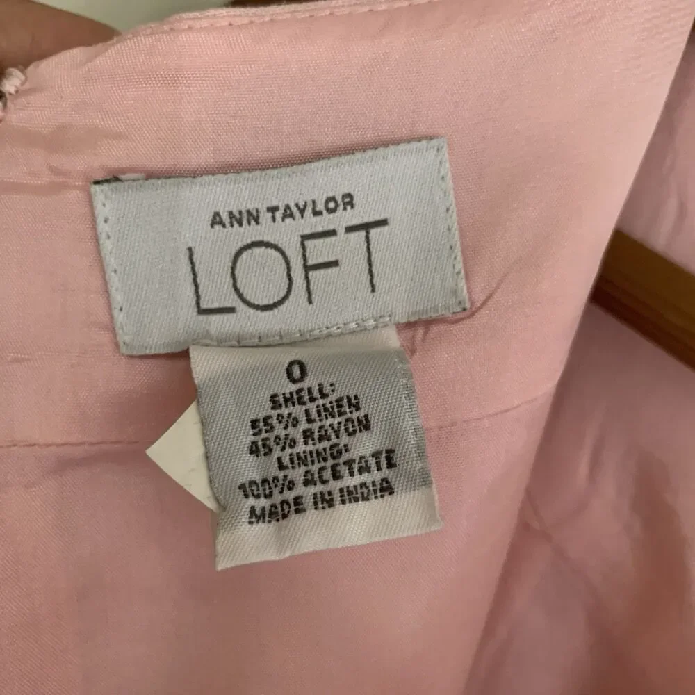 Ann Taylor Loft Dress Size 0 Lined Pink Sleeveless Invisible Zipper - Picture 8 of 15